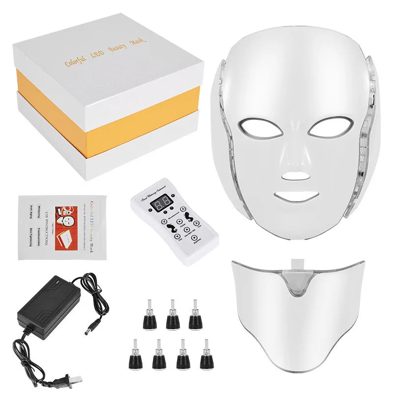 OEM Home Beauty Face Neck Led Mask Device Skin Care Treatment Photon PDT Light Therapy 7 Colors LED Facial Masker